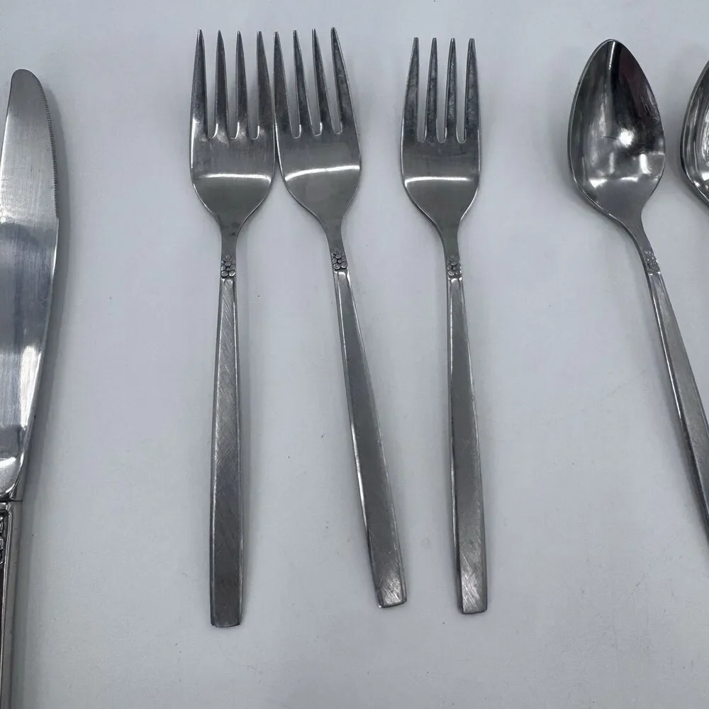 Lot of 17 1881 Rogers Oneida Ltd Melissa pattern stainless Forks Knives Spoons